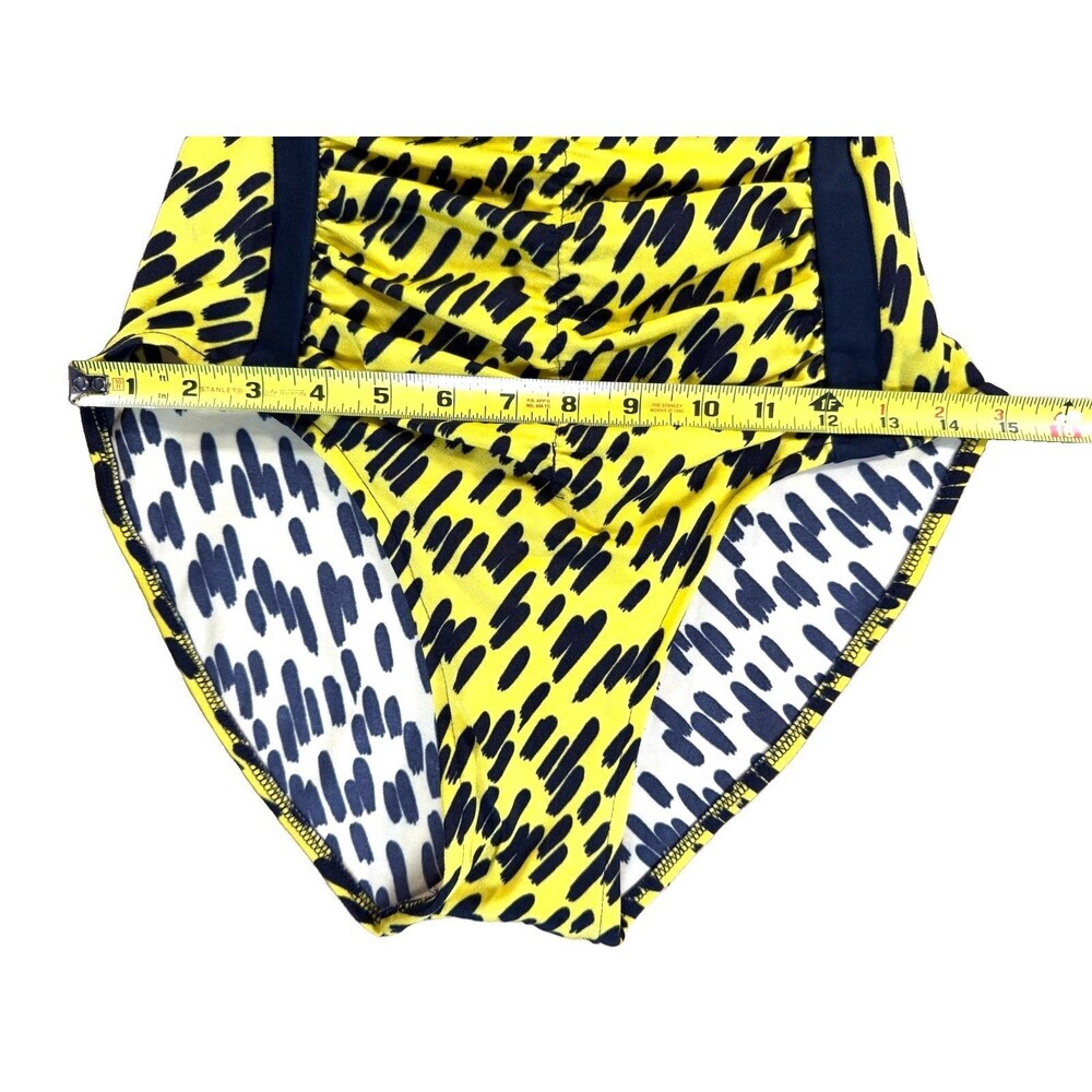Vintage Catalina One Piece Swimsuit Sz 12 Yellow Black Abstract Ruched Made USA - Picture 8 of 10